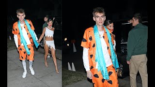 Presley Gerber goes as Fred Flintstone as he attends the 2022 Casamigos Halloween party in LA [upl. by Eedrahs167]