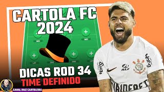 CARTOLA FC 2024  DICAS RODADA 34  OLHA ESSE TIME [upl. by Carson786]