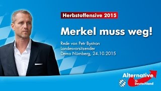 Merkel muss weg Petr Bystron LV Bayern  Rede Demo Nürnberg 24102015 [upl. by Thesda725]