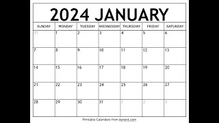 How to get free printable January 2024 calendar  Axnent [upl. by Ioj]