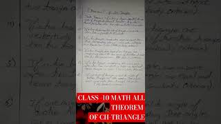 CLASS 10 MATH TRIANGLE ALL THEOREMS NOTES BY SK SIR SUBSCRIBE EXAM LIKE AND SHARE [upl. by Drol]