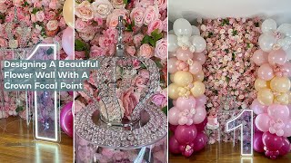 Designing A Beautiful Flower Wall With A Crown Focal Point  DIY  Tableclothsfactorycom [upl. by Chrystel381]