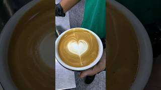 Heart latte artlattedesign coffeeart coffee barista latteartbasic music shortvideo [upl. by Kapeed]