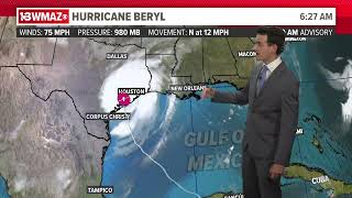 Tropics Update Hurricane Beryl makes landfall on the Texas Gulf Coast 78 8 am [upl. by Hgielrebma]