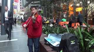 Violin busking in Melbourne Mantovani  Charmaine [upl. by Ilegna]