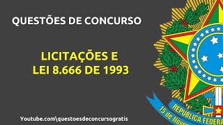 Questões de Direito Administrativo  Licitações e Lei 8666 de 1993 [upl. by Annavoeg662]