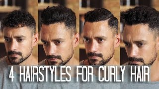 4 Mens Hairstyles for Curly or Wavy Hair  How to Style Your Hair [upl. by Laris]