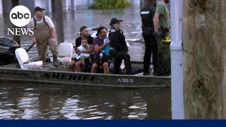 Officials perform water rescues in Clearwater Florida after Hurricane Milton [upl. by Ilrebmyk]