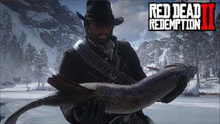 ICE FISHING FOR LAKE MONSTERS  CATCH and COOK  Red Dead Redemption 2 [upl. by Anreval]