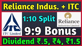 ITC Ltd Bonus  Reliance Industries • Stocks Declared High Dividend Bonus amp Split With Ex Dates [upl. by Khalil371]