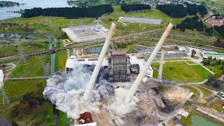 Wallerawang Power Station Chimney Stacks amp Boiler House Demolition November 2021 [upl. by Drusy]