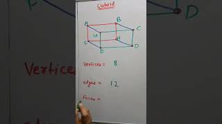 How many vertices edges and faces of a cuboid shorts maths class9 class10 cbse mensuration [upl. by Eerrehs201]