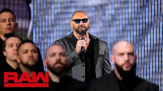 Triple H and Batista agree to a No Holds Barred Match at WrestleMania Raw March 11 2019 [upl. by Wynne10]