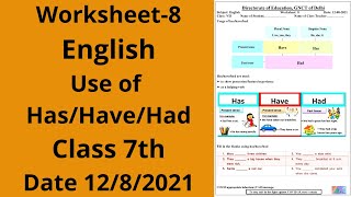 Worksheet 8 English class 7 12821  English class 7  English worksheet 8 [upl. by Tarabar]