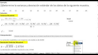 Excel desviacion estandar muestral para datos no agrupados [upl. by Ssilem]