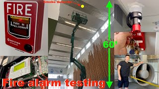 High school fire alarm testing notifier system with 60 foot high smoke and smoke control system [upl. by Fransisco]