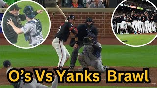 Orioles Yankees get into wild benchesclearing brawl after Clay Holmes drills Kjerstad in the head [upl. by Rosalie]