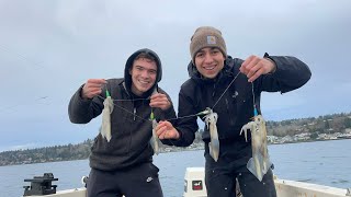 Late winter SQUID fishing in south Puget Sound CATCH CLEAN COOK [upl. by Merce]