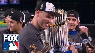 Los Angeles Dodgers World Series Trophy ceremony Freddie Freeman wins MVP  MLB on FOX [upl. by Uke]