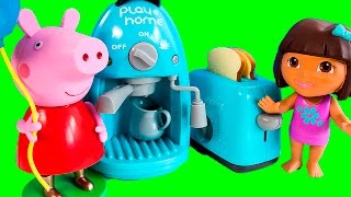 Peppa Pig amp Dora The Explorer Cooking Set  Toy Review [upl. by Rubetta]