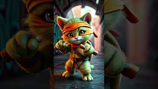 Michelangelo Kitten Ready for Action shorts shortvideo cat ninjaturtles [upl. by Atiuqcaj]