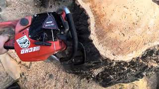 Echo 7310 cutting in big hardwood 2022 32” Husky light tough bar Stihl Skip chain [upl. by Sybille210]