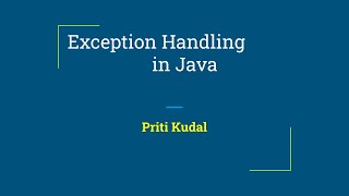 28 Exception Handling in Java [upl. by Berenice835]