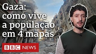 As condições de vida dos moradores da Faixa de Gaza em 4 mapas [upl. by Craig]