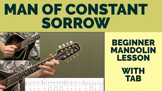 Man Of Constant Sorrow  Beginner Bluegrass Mandolin Lesson With Tab [upl. by Southard]