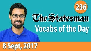 ✅ The Statesman Vocabulary 8 Sept 2017  Learn 10 New Words with Tricks  Day236 [upl. by Bremer]