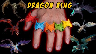 DRAGON RING  easy origami paper dragon ring [upl. by Yggep929]