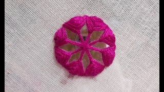 hand embroidery mirror work beautiful flower stitch design [upl. by Nonarb542]