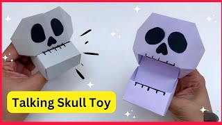 DIY TALKING PAPER SUGAR SKULL TOY Paper Craft  Easy Origami Skull DIY  Halloween Crafts ldeas [upl. by Nuahsak]