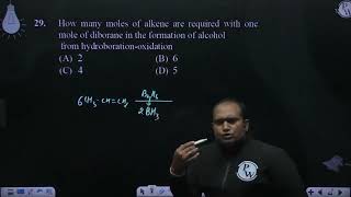 How many moles of alkene are required with one mole of diborane in the formation of alcohol from [upl. by Barram528]