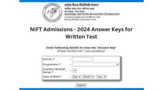 NIFT Response Sheet Released 2024  Answer Key [upl. by Ynos]