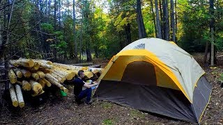 Making Camp at Build Site  Ep5 Outsider Log Cabin [upl. by Ahtamas821]