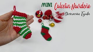 MINI CALCETIN NAVIDEÑO tejido a crochet  Decoración para árbol de navidad  CREATIVA MIX [upl. by Lekym823]