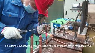 air conditioning copper tube oxyhydrogen flame brazing [upl. by Occer154]