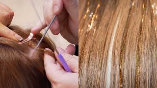 How To Apply Hair Tinsel  Nano Ring Method [upl. by Bazil]