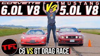 25000 Challenge Ford Mustang vs Chevy Corvette Drag Race amp Roll Race [upl. by Alig]