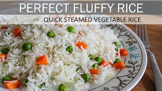 Simple Steamed Vegetable Rice  How to make Perfect Fluffy Rice  Vegan Recipe [upl. by Humberto]