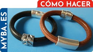 Cómo hacer pulseras de cuero regaliz con ZAMAK o cerámica Pulseras de cuero para hombre y mujer [upl. by Dasya]