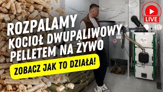 Rozpalamy kocioł dwupaliwowy pelletem na żywo Zobacz jak to działa  Grupa Berski [upl. by Ellimaj990]