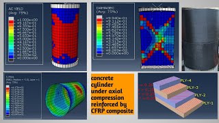 concrete cylinder under axial compression reinforced by CFRP composite using abaqus [upl. by Areit44]