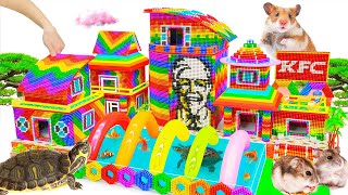 It Took Me 199 Hours To Build Modern KFC House Has Roof Rainbow From Magnetic Balls [upl. by Neetsirhc]