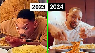 Will Smith Eating Spaghetti AI Video  2023 vs 2024 [upl. by Markus]