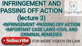 Trademark lecture 3 Infringement passing off action case laws civil and criminal remedies IPR [upl. by Ellessig]