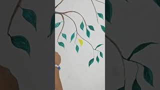 My first wall painting 🎨 🖌️ wallpainting art decoration tree home painting wallpaintingidea [upl. by Holden]