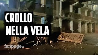 Scampia crollo alla Vela Celeste cede ballatoio Almeno un morto e feriti gravi [upl. by Orips68]