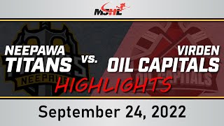 Neepawa Titans vs Virden Oil Capitals  September 24 2022 Highlights [upl. by Florry]